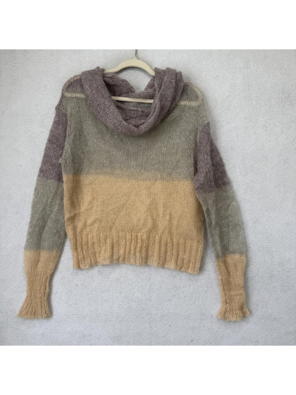 Knitted & Knotted Sweater Womens Large Multicolor Hooded Mohair Knit Pullover
